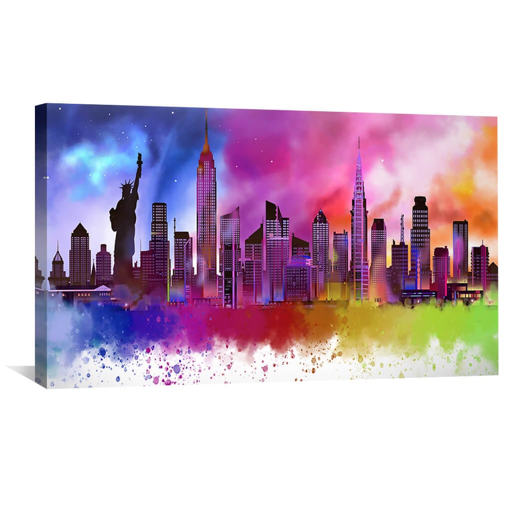 New York Colors Canvas Art Clock Canvas