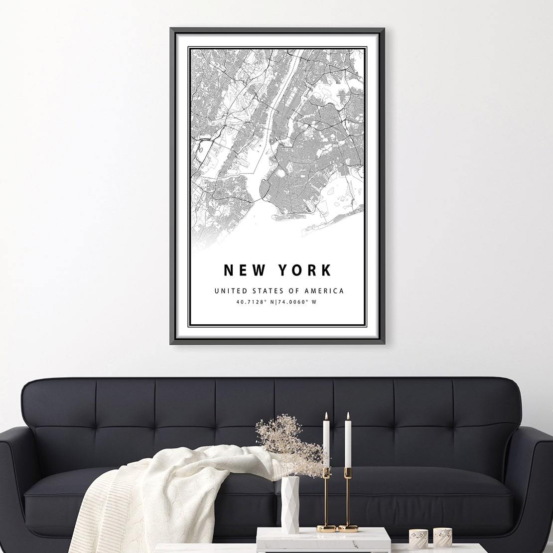 New York White Map Canvas product thumbnail