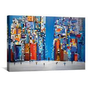 Night Square Canvas Art 45 x 30cm / Unframed Canvas Print Clock Canvas