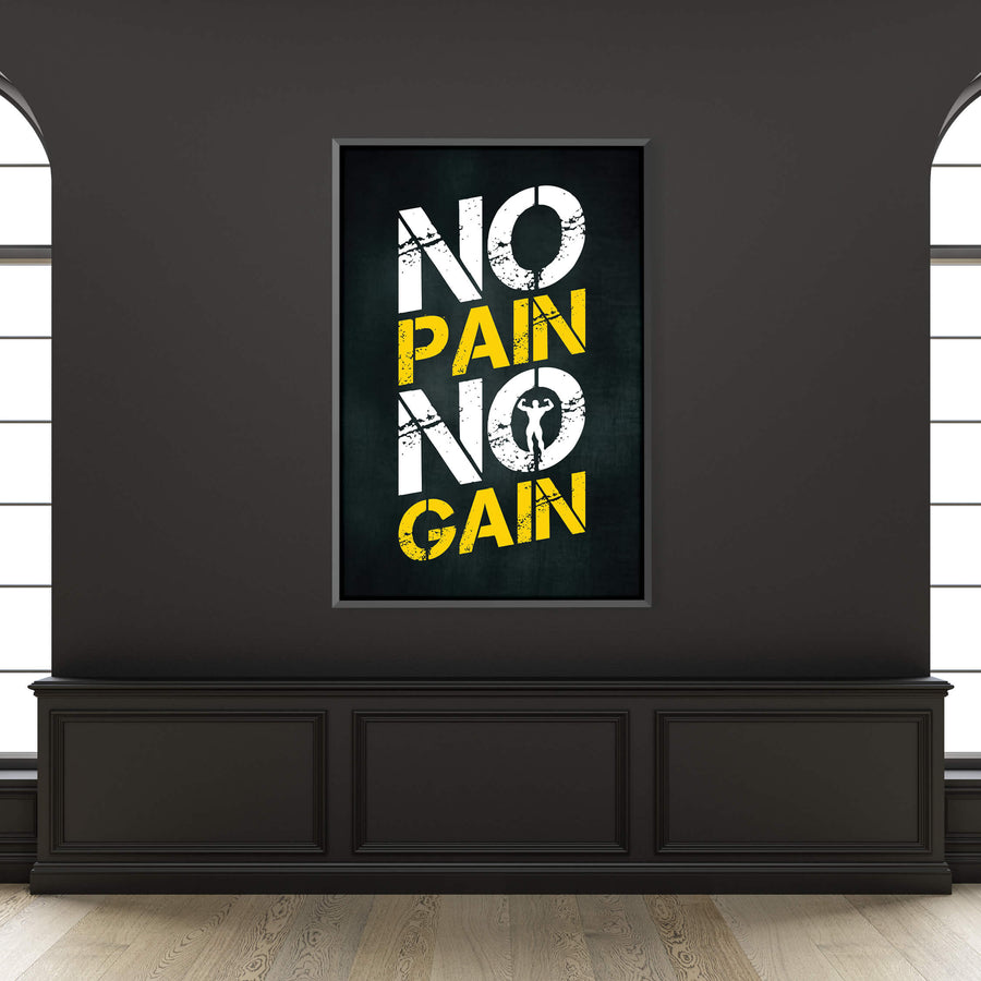 No Pain No Gain Clock Canvas