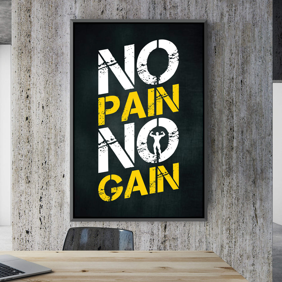 No Pain No Gain Clock Canvas