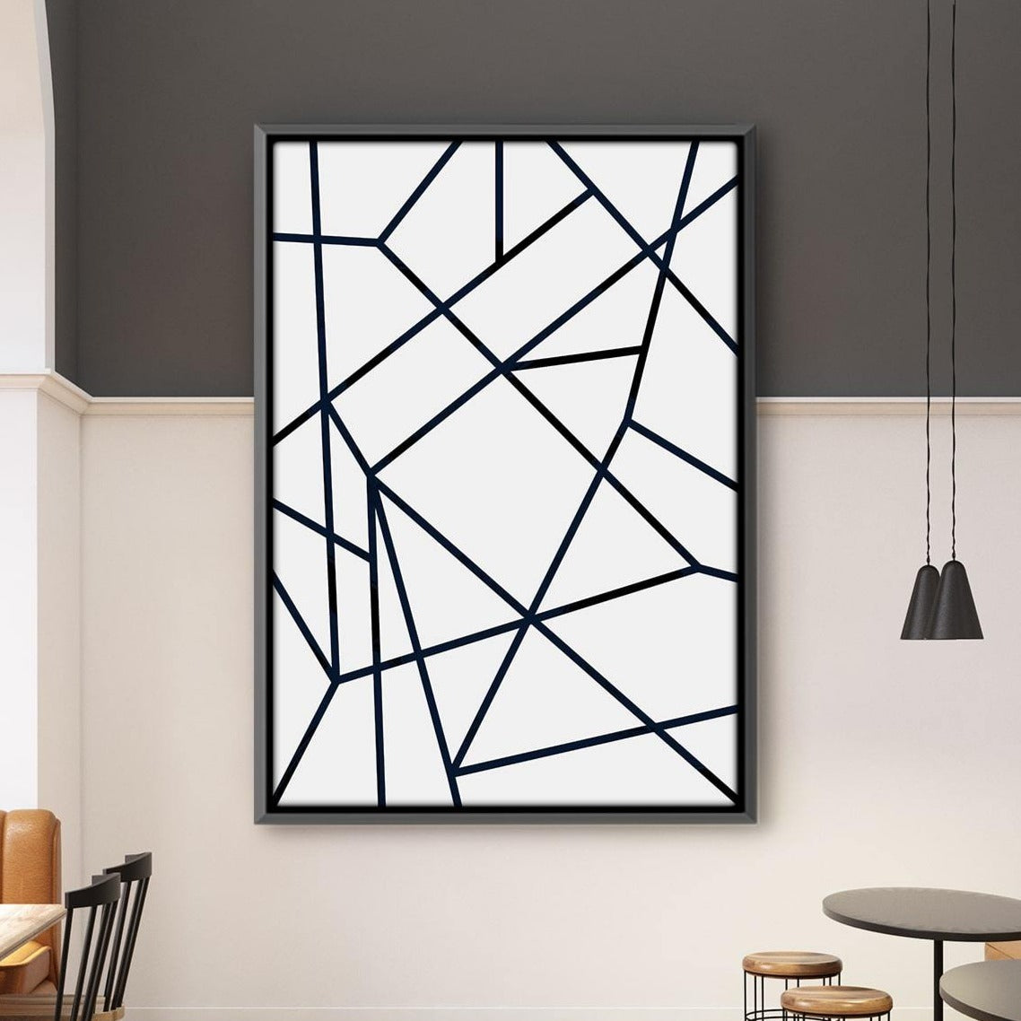 Noir Abstract Lines Canvas Art Clock Canvas