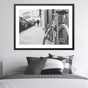Noir Bicycle Print Art 45 x 30cm / Unframed Canvas Print Clock Canvas