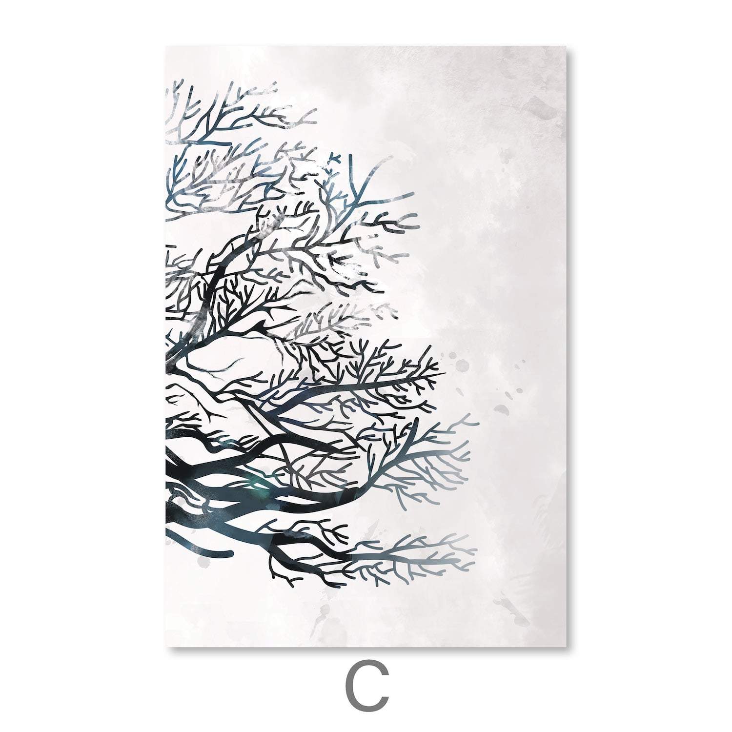 Noir Branches Canvas Art C / 30 x 45cm / Unframed Canvas Print Clock Canvas