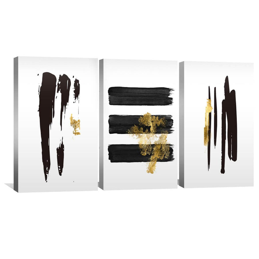 Noir Brush Work Canvas Art Set of 3 / 40 x 60cm / Unframed Canvas Print Clock Canvas
