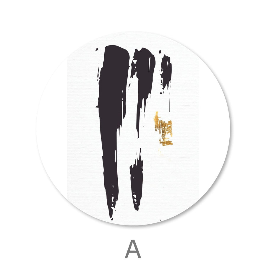 Noir Brush Work - Circle Canvas Art A / 40 x 40cm / Standard Gallery Wrap Clock Canvas