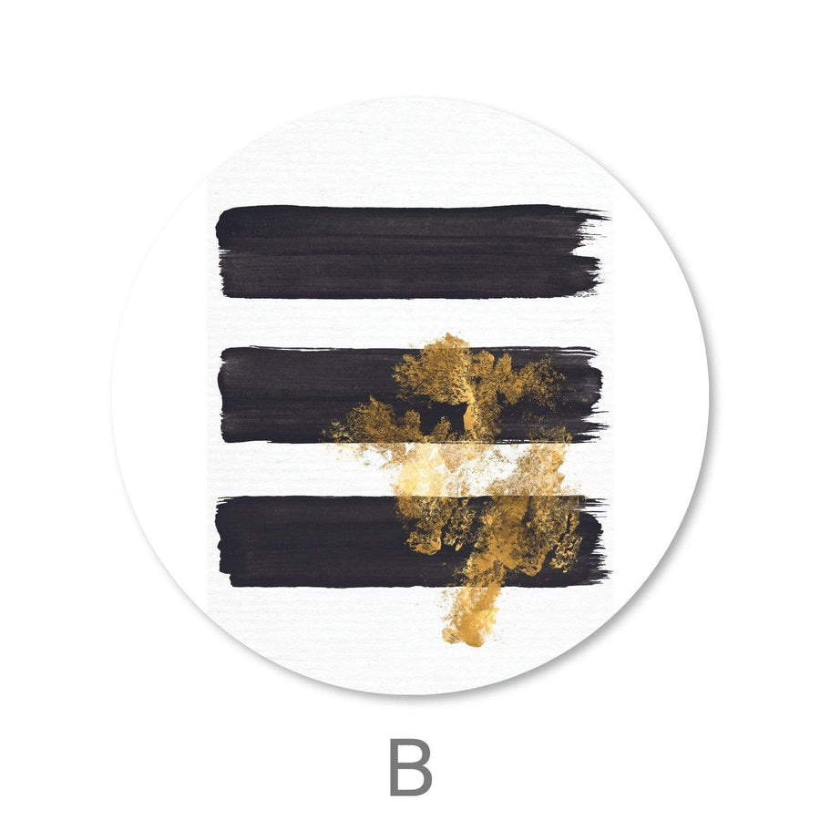 Noir Brush Work - Circle Canvas Art B / 40 x 40cm / Standard Gallery Wrap Clock Canvas