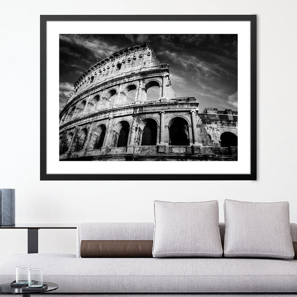 Noir Colosseum Print Art Clock Canvas