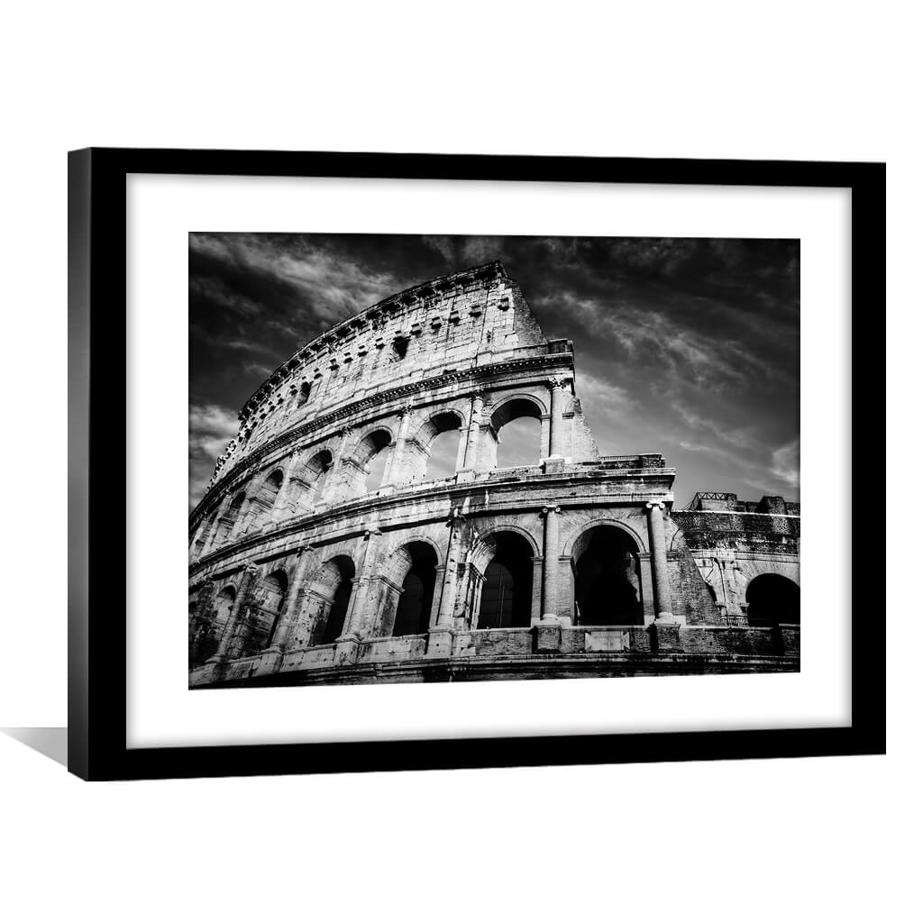 Noir Colosseum Print Art 45 x 30cm / Unframed Canvas Print Clock Canvas