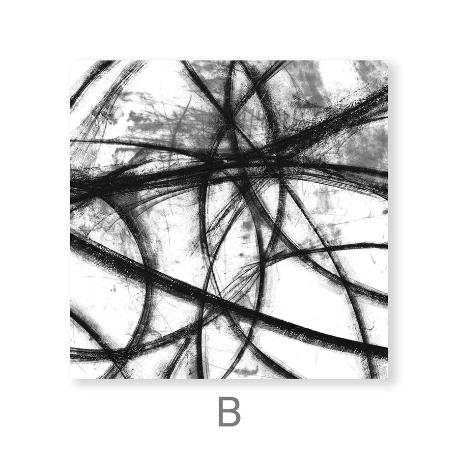 Noir Lines Canvas Art B / 30 x 30cm / Unframed Canvas Print Clock Canvas