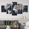 Noir Map Canvas - 5 Panel Art 5 Panel / Large / Standard Gallery Wrap Clock Canvas