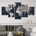 Noir Map Canvas - 5 Panel Art 5 Panel / Large / Standard Gallery Wrap Clock Canvas