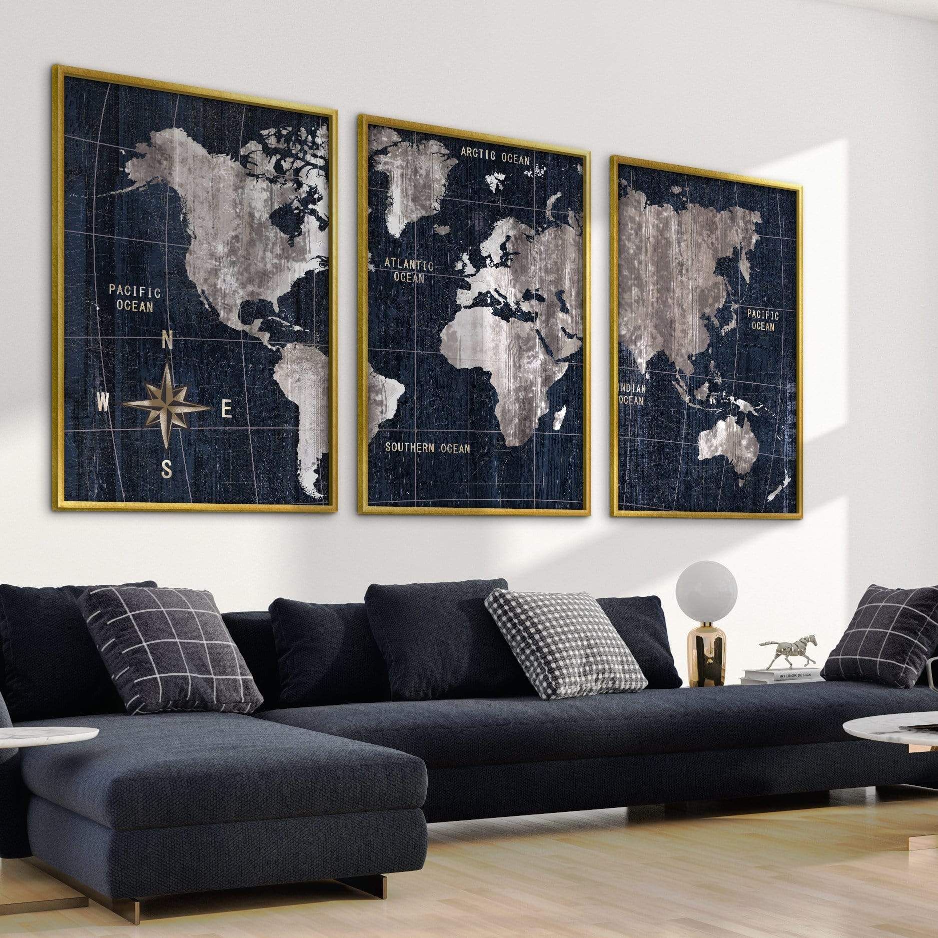 Noir Map Canvas Art Clock Canvas