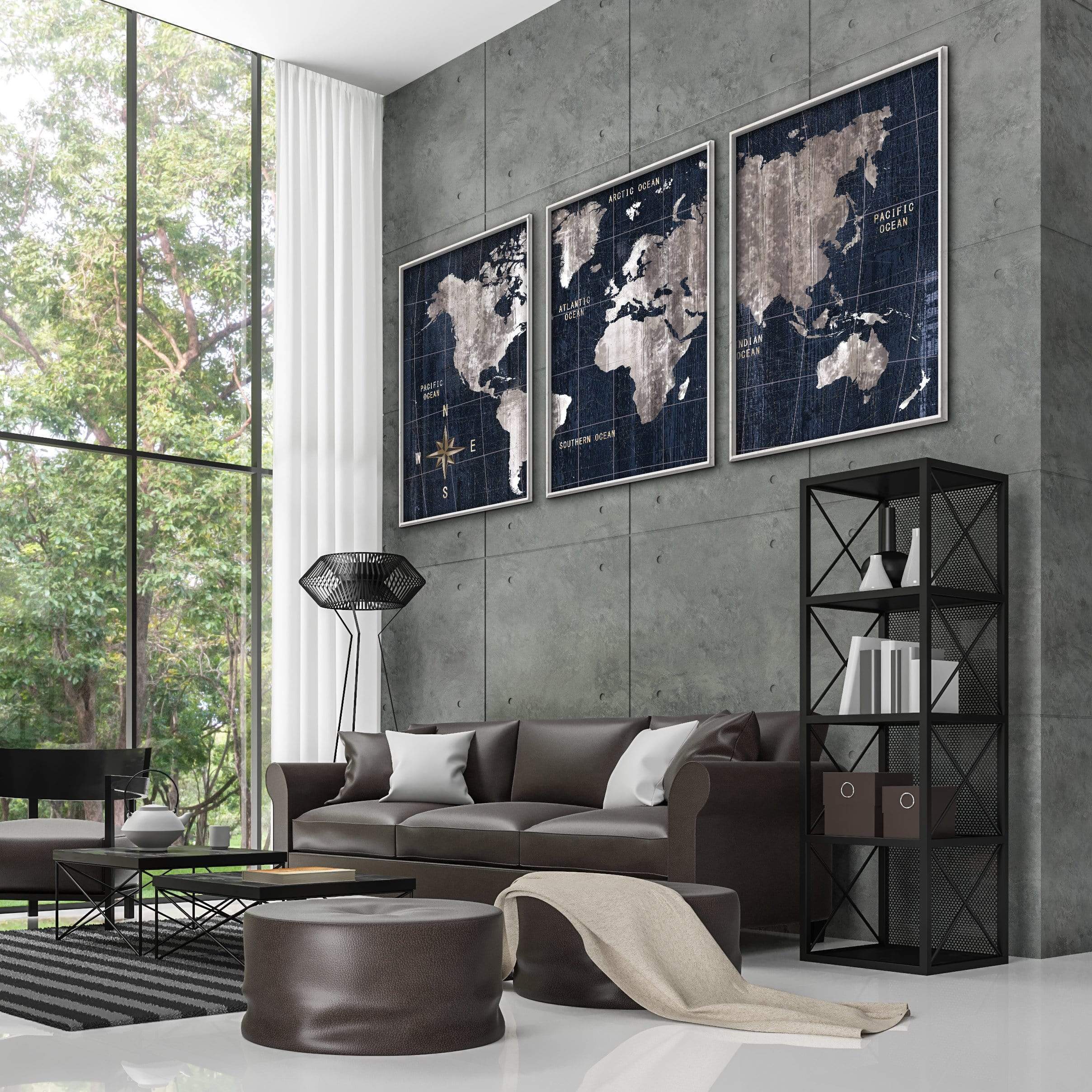 Noir Map Canvas Art Clock Canvas