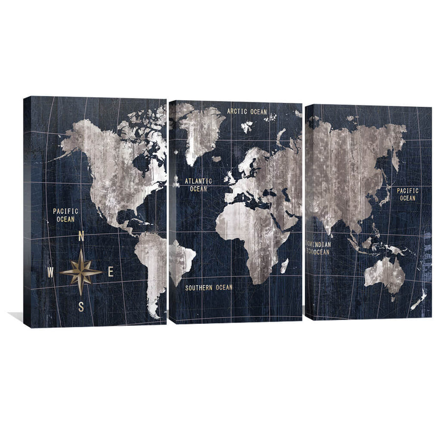 Noir Map Canvas Art Clock Canvas