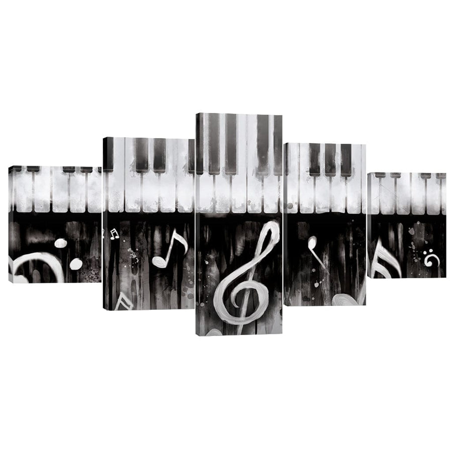 Noir Piano Canvas - 5 Panel Art Clock Canvas