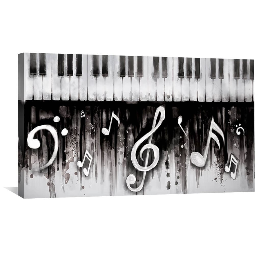 Noir Piano Canvas Art 50 x 25cm / Unframed Canvas Print Clock Canvas