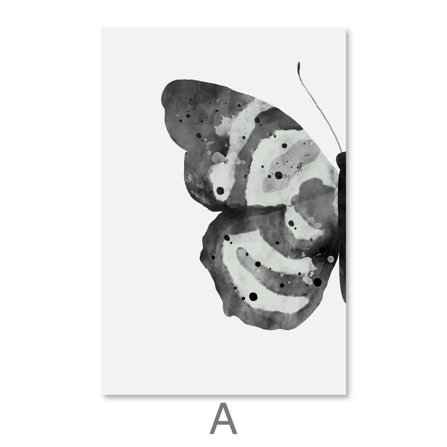 Noir Shades Butterfly Canvas Art A / 30 x 45cm / Unframed Canvas Print Clock Canvas