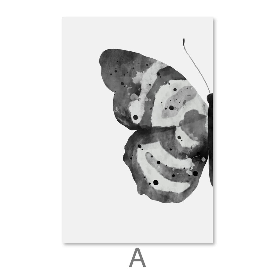 Noir Shades Butterfly Canvas Art A / 30 x 45cm / Unframed Canvas Print Clock Canvas