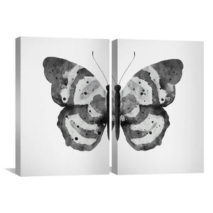 Noir Shades Butterfly Canvas Art Set of 2 / 30 x 45cm / Unframed Canvas Print Clock Canvas
