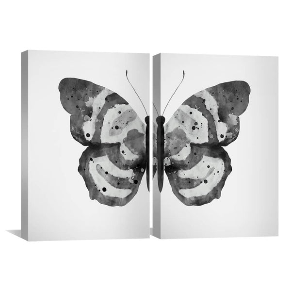 Noir Shades Butterfly Canvas Art Set of 2 / 30 x 45cm / Unframed Canvas Print Clock Canvas