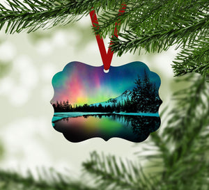 Northern Lights Ornament Christmas Ornament Victorian 10.8 x 8cm Clock Canvas