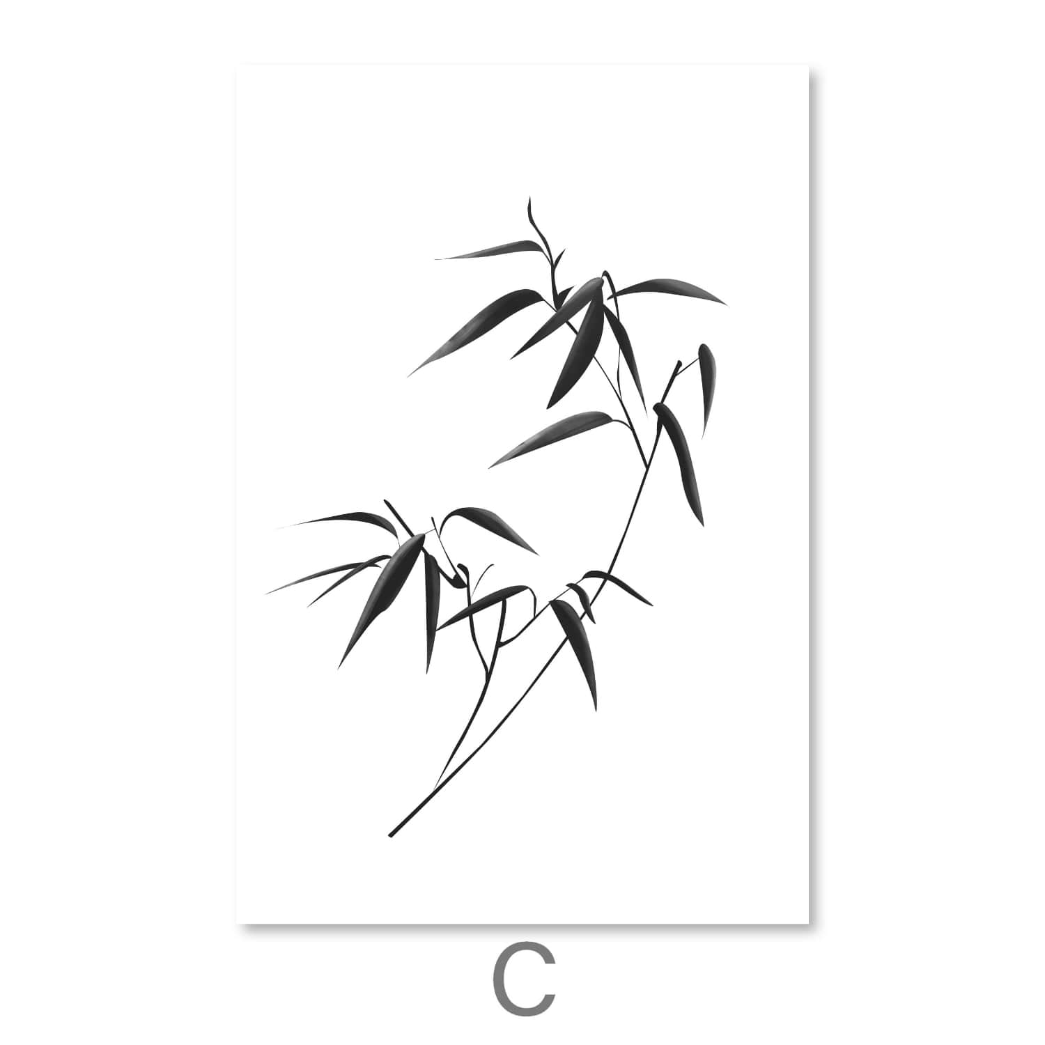 Obsidian Leaf Canvas Art C / 30 x 45cm / Unframed Canvas Print Clock Canvas