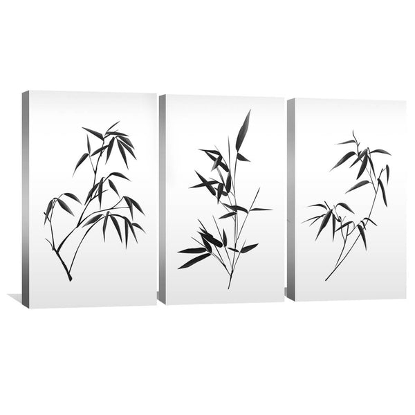 Obsidian Leaf Canvas Art Set of 3 / 30 x 45cm / Unframed Canvas Print Clock Canvas