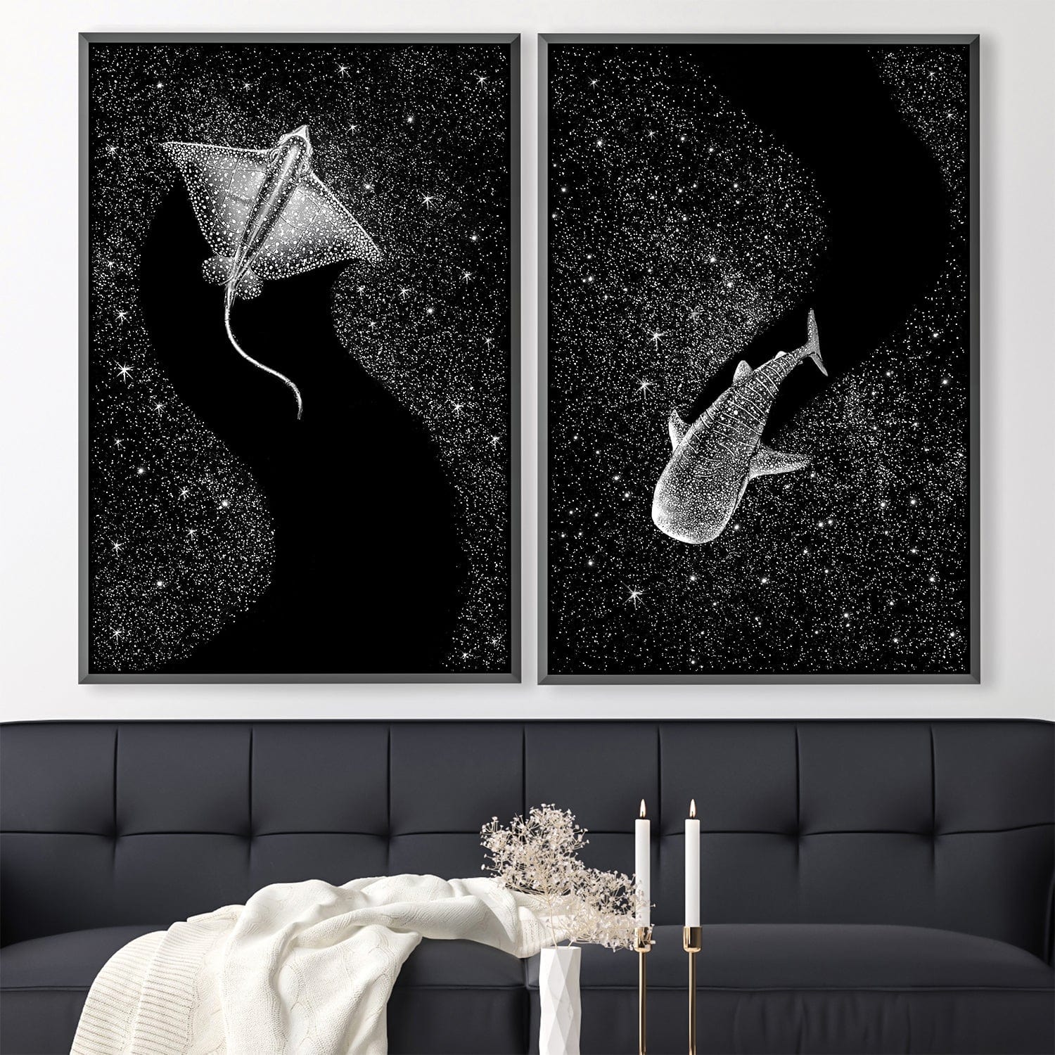 Ocean Constellation Canvas Art Clock Canvas