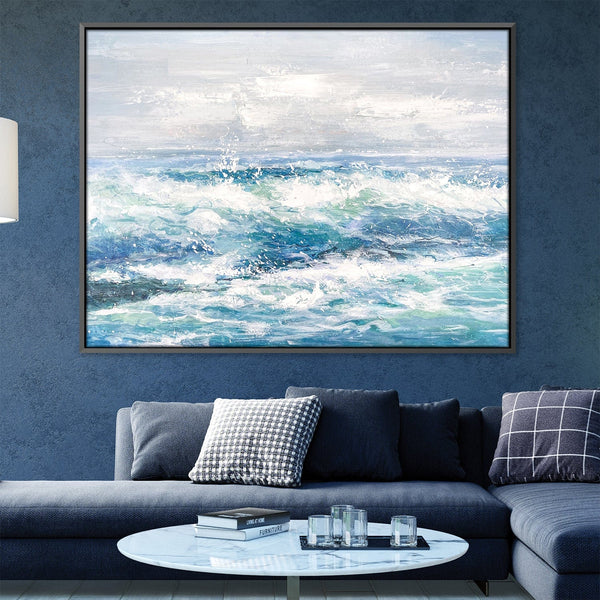 Ocean Waves Oil Painting Oil 45 x 30cm / Oil Painting Clock Canvas