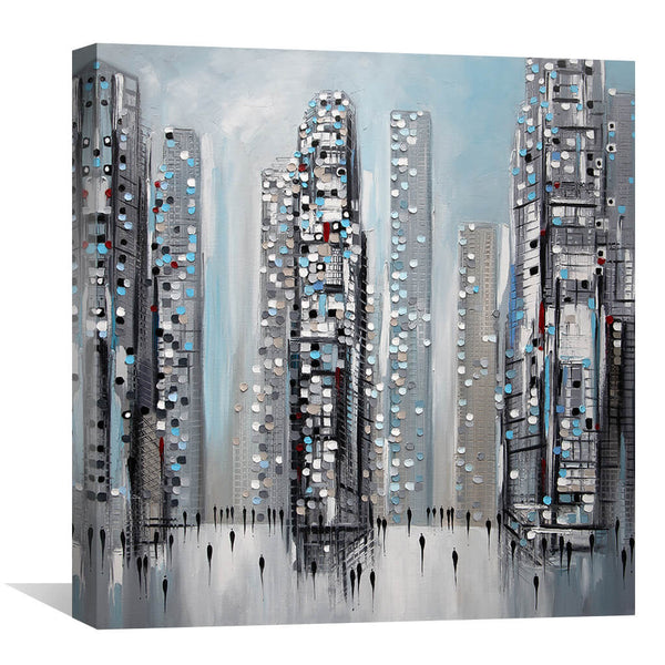 One Day In The City Canvas Art 30 x 30cm / Unframed Canvas Print Clock Canvas