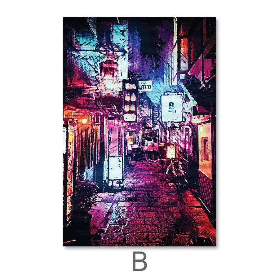 Osaka Streets Canvas Art B / 40 x 50cm / No Board - Canvas Print Only Clock Canvas