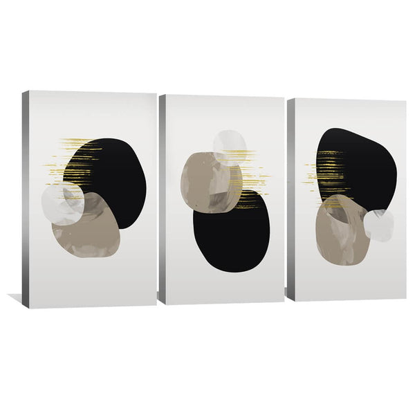 Oval Minimalism Canvas Art Set of 3 / 30 x 45cm / Unframed Canvas Print Clock Canvas