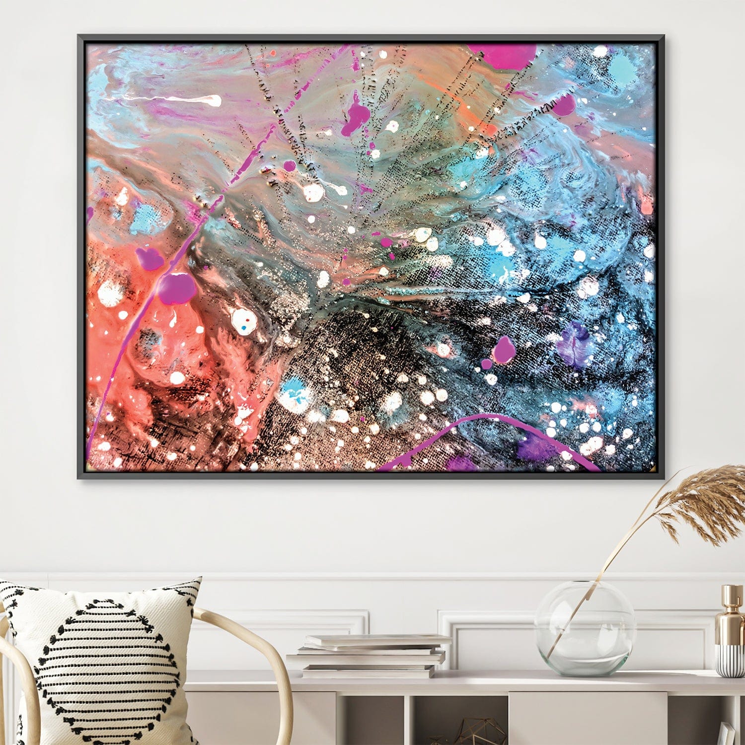 Paint Splatter Canvas Art 45 x 30cm / Unframed Canvas Print Clock Canvas