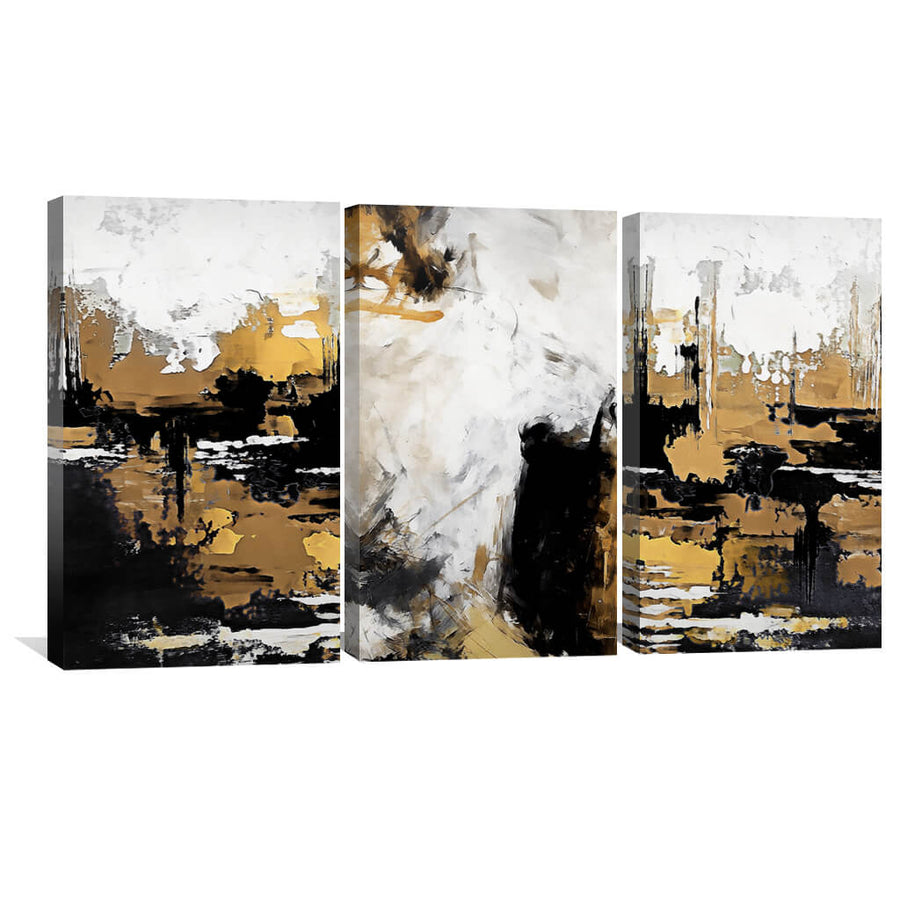 Painted Bronze Canvas Art Set of 3 / 40 x 60cm / Standard Gallery Wrap Clock Canvas