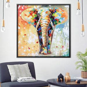 Painted Elephant Oil Painting Oil 30 x 30cm / Oil Painting Clock Canvas