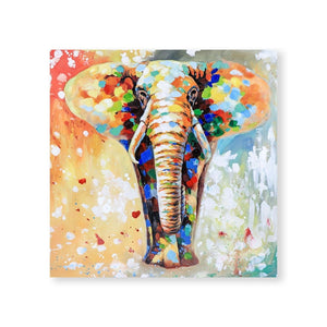 Painted Elephant Oil Painting Oil Clock Canvas