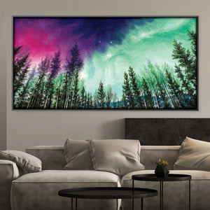 Painted Northern Lights Oil Painting Oil 50 x 25cm / Oil Painting Clock Canvas