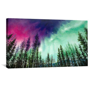 Painted Northern Lights Oil Painting Oil Clock Canvas