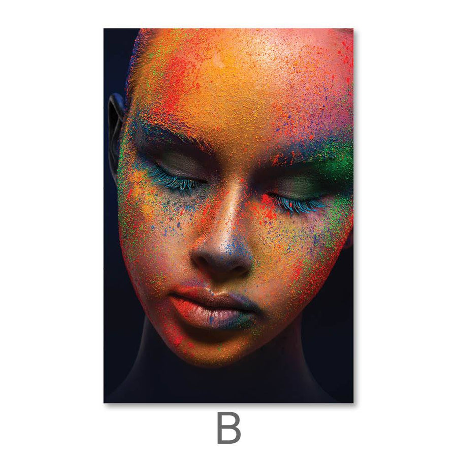 Painted Woman Canvas Art B / 40 x 50cm / No Board - Canvas Print Only Clock Canvas