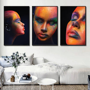 Painted Woman Canvas Art Set of 3 / 40 x 50cm / No Board - Canvas Print Only Clock Canvas