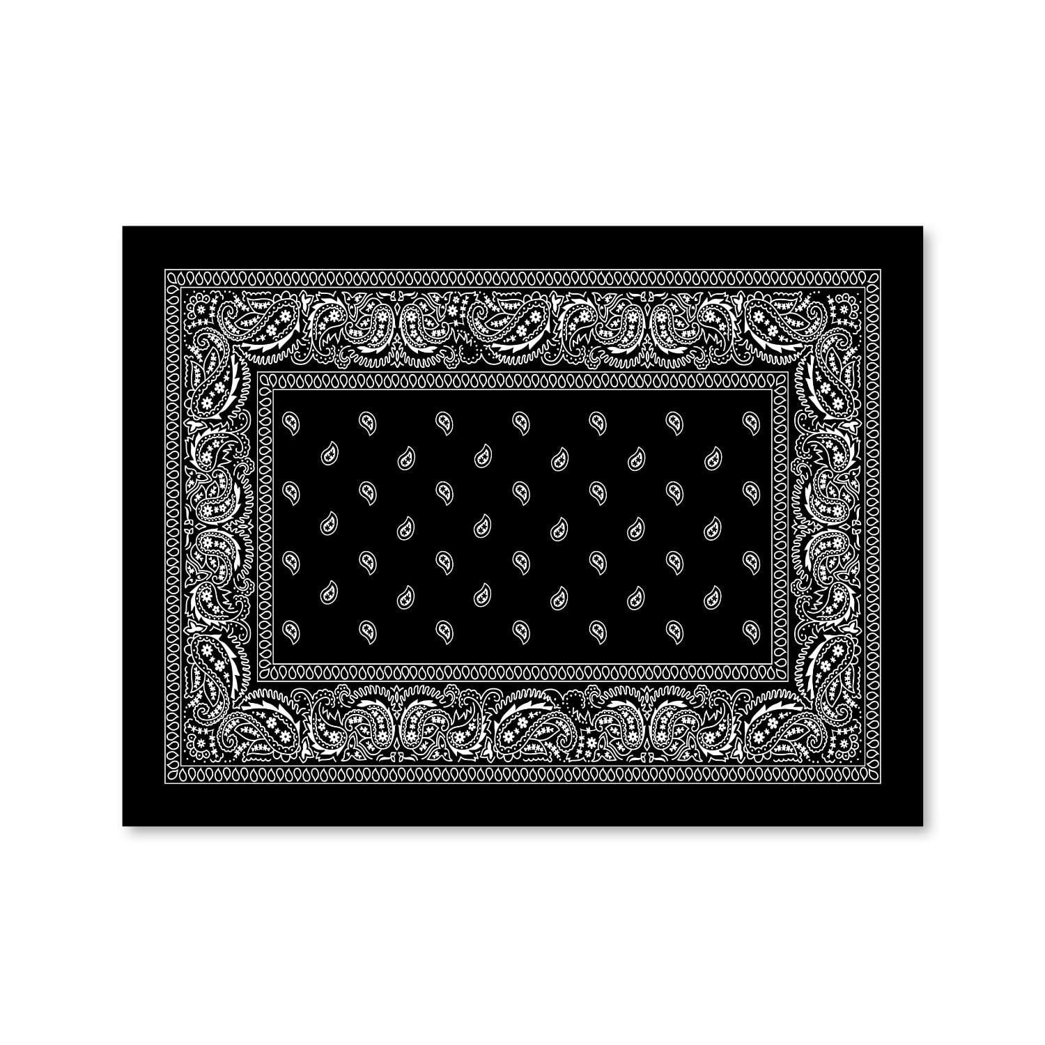 Paisley Bandana - Black Canvas Art Clock Canvas