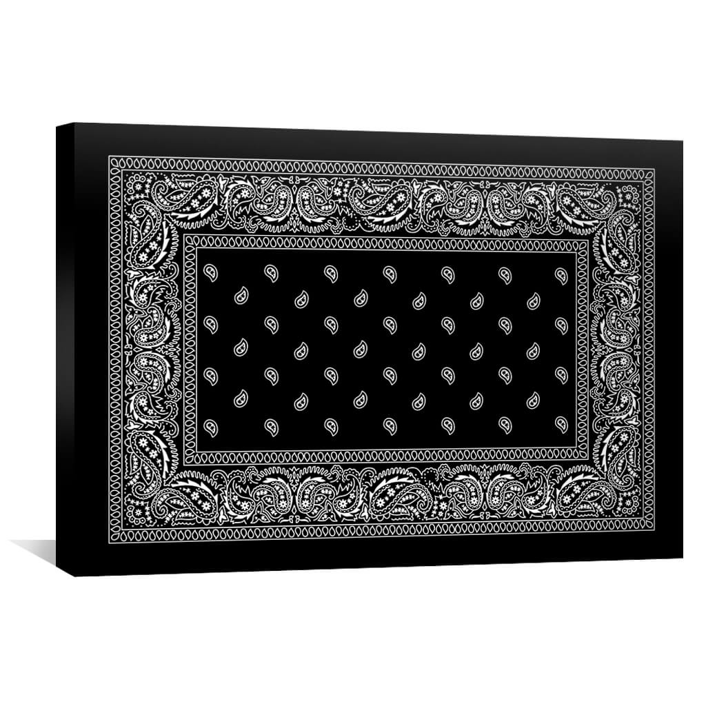 Paisley Bandana - Black Canvas Art 45 x 30cm / Unframed Canvas Print Clock Canvas