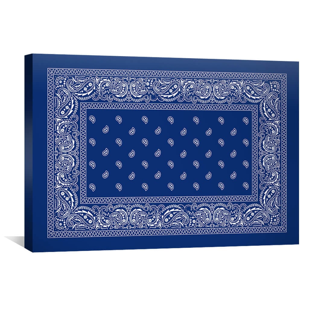 Paisley Bandana - Blue Canvas Art 45 x 30cm / Unframed Canvas Print Clock Canvas