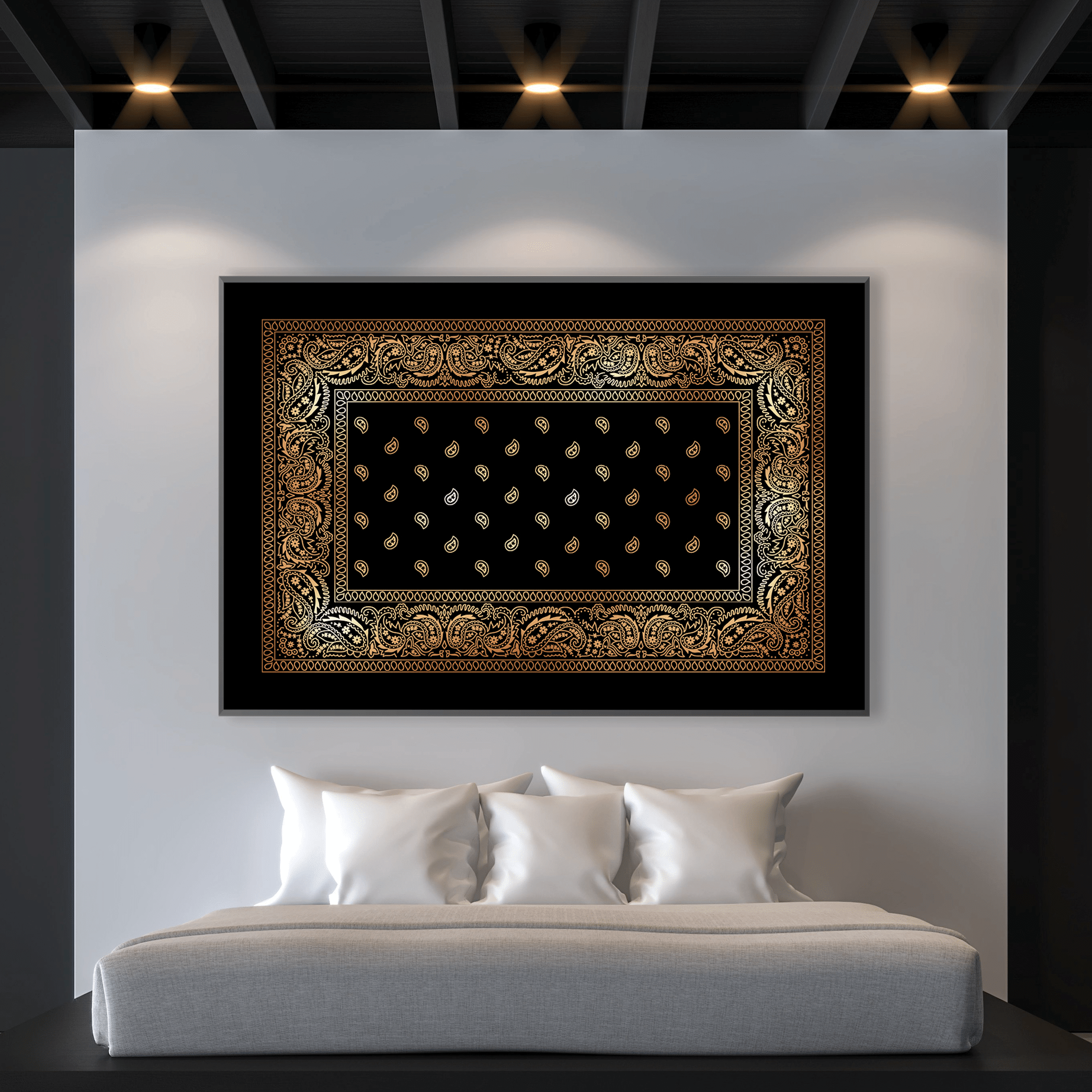 Paisley Bandana - Gold Clock Canvas