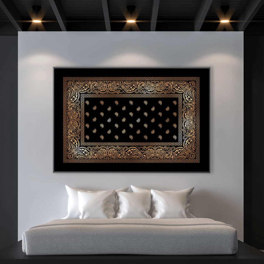 Paisley Bandana - Gold Clock Canvas