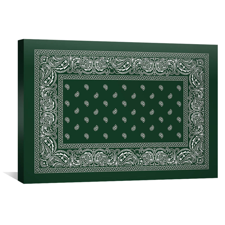 Paisley Bandana - Green Canvas Art 45 x 30cm / Unframed Canvas Print Clock Canvas