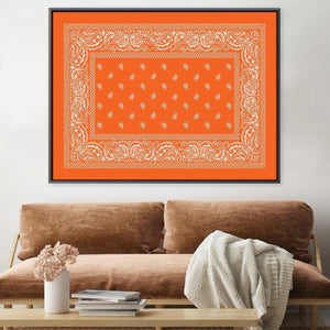 Paisley Bandana - Orange Canvas Art Clock Canvas