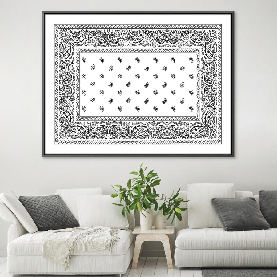 Paisley Bandana - White Canvas Art Clock Canvas