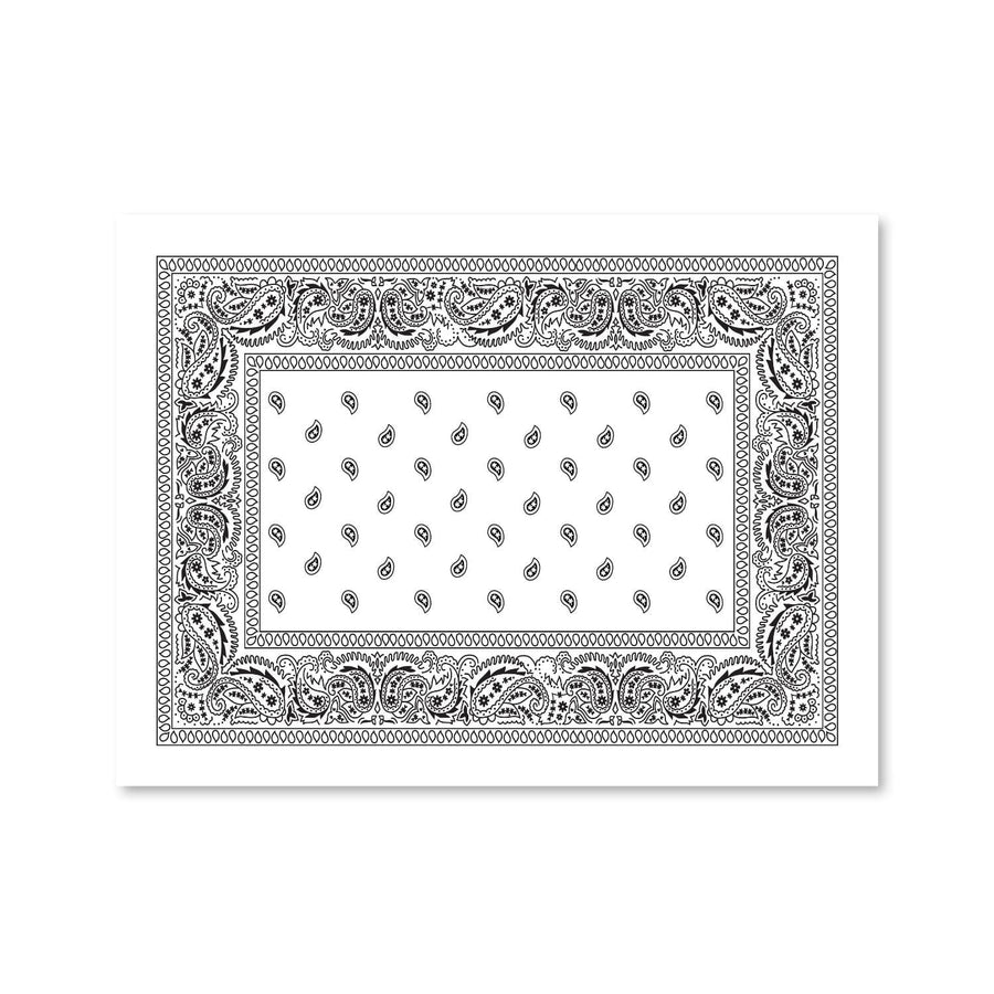 Paisley Bandana - White Canvas Art Clock Canvas